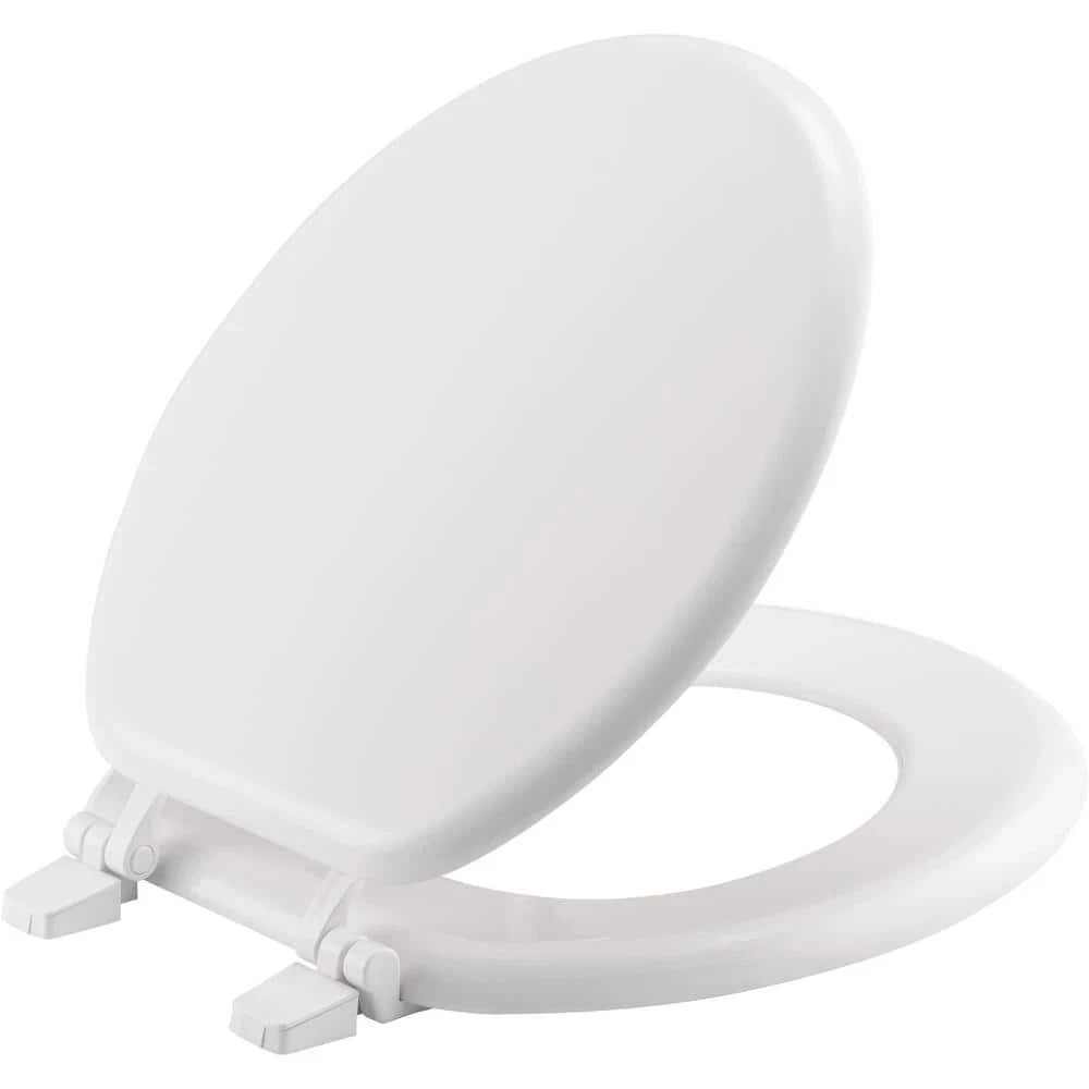 NEW Round Closed Front Enameled Wood Toilet Seat in White Durable & Wood Finish