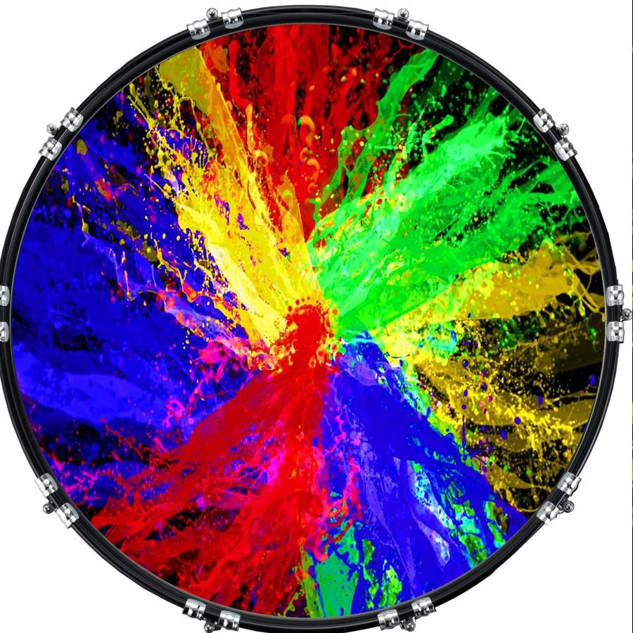 20" Custom Bass Kick Drum Front Head Graphical Colorful Splash