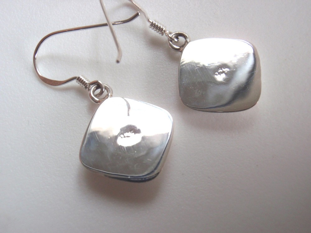 Abalone 925 Sterling Silver Dangle Square Earrings