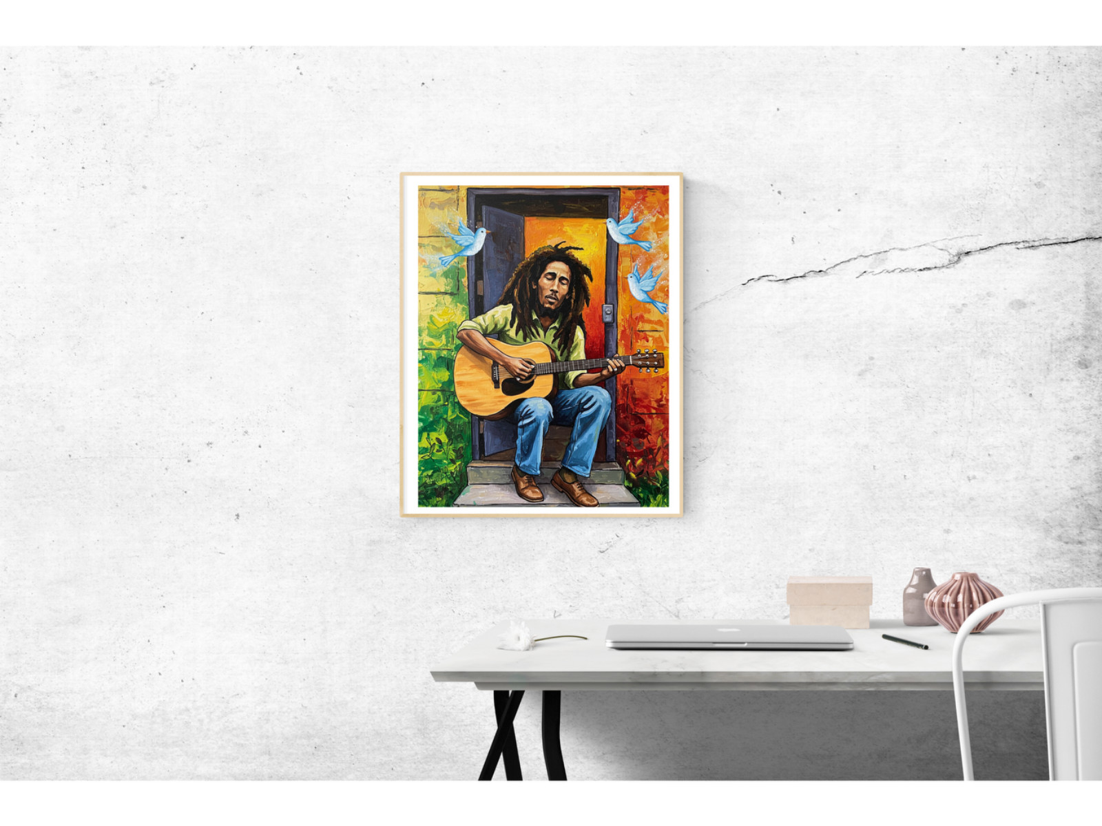 Bob Marley Three Little Birds Painting Poster