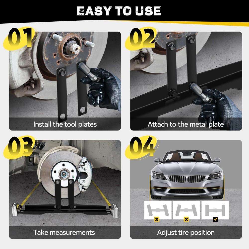 Upgraded Heavy-Duty Steel Wheel Alignment Tool Kit Collapsible Toe Alignment ...