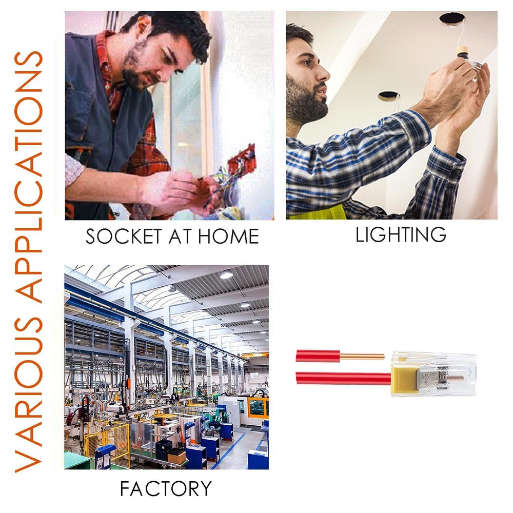 100pcs Push-in Wire Connector Splicing Terminals for Solid and Stranded Condu...