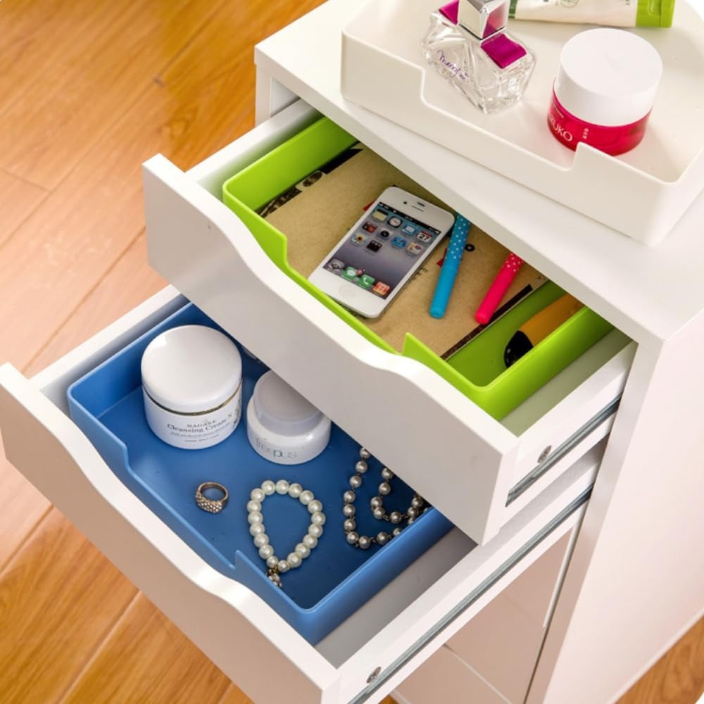 Letter-Size Tray, 2 PCS A4 Plastic Stackable Paper Tray, Desk Drawer Organize...