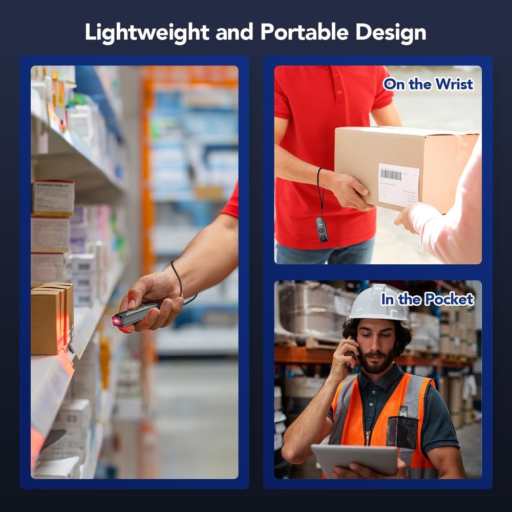 Eyoyo Bluetooth 2D&1D Barcode Scanner, Portable Wireless Mini Barcode Reader ...