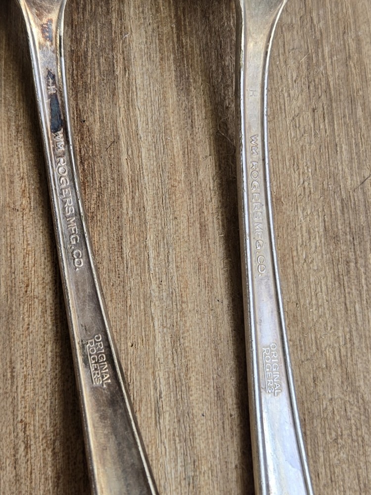 2 Vintage H Wm. Rogers Original Rogers 7-2/16” Silver Plate Serving Spoons