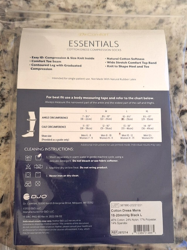Men Below Knee Essentials Cotton Dress Compression socks-Large