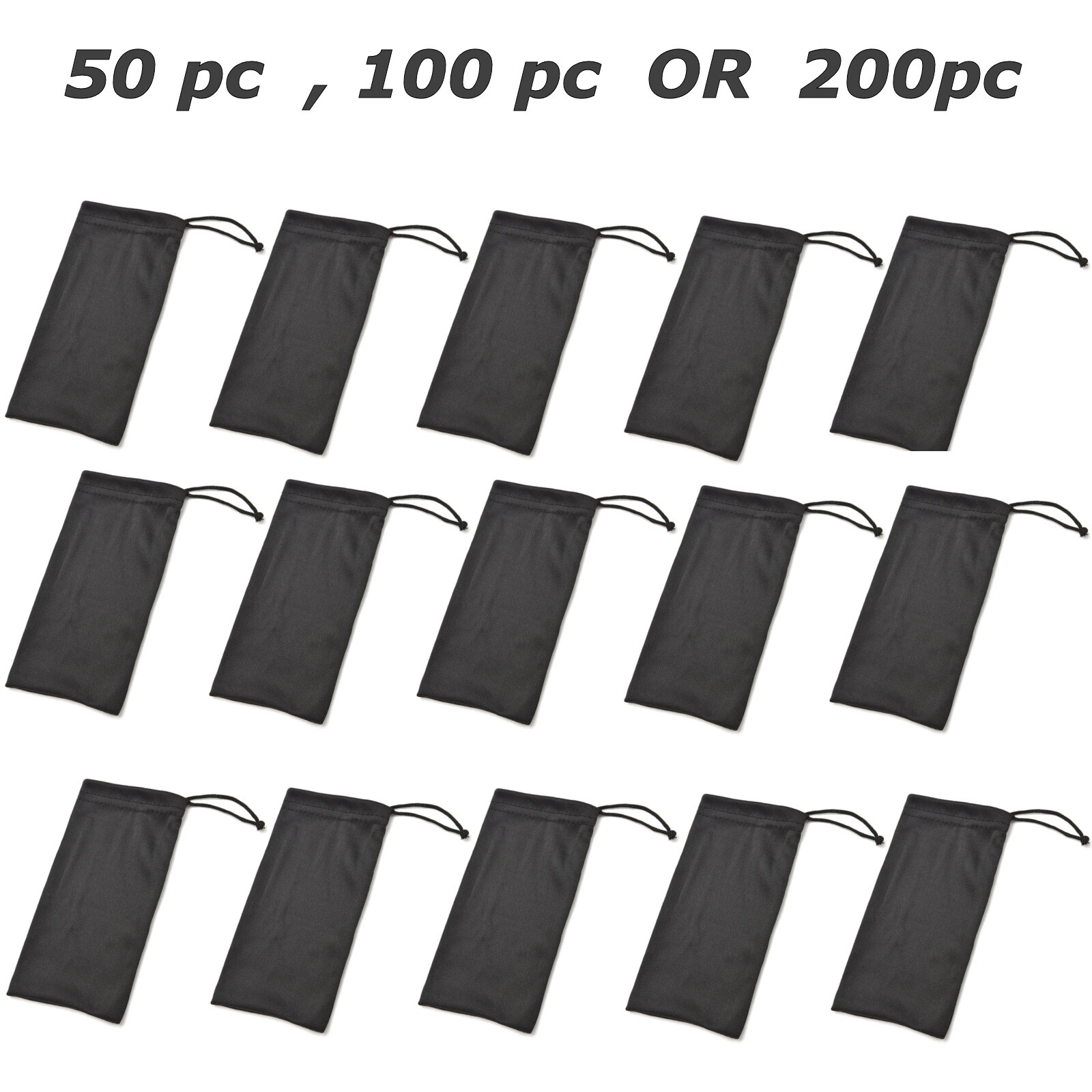 Cheap Bulk 50 100 200 500 Black Micro Fiber Sunglasses Carrying Pouch CaseBag US