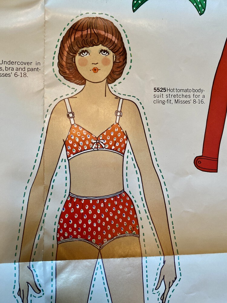 VTG 1972 Simplicity Switchable Stitchables Poster Paper Doll Pattern RARE 23x34