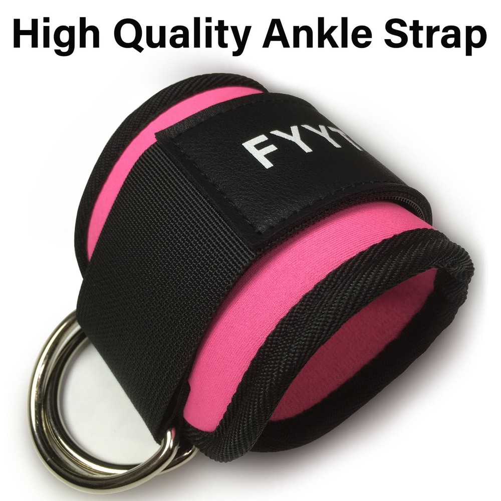 Ankle Strap for Cable Machine, Ankle Cuff for Kickbacks, Leg Pink Pair