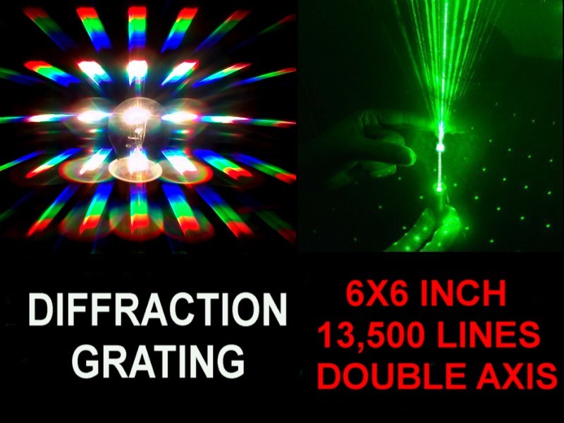 HUGE 6x6 INCH Diffraction Grating Sheet 13,500 DOUBLE AXIS Line.Laser Split LOOK
