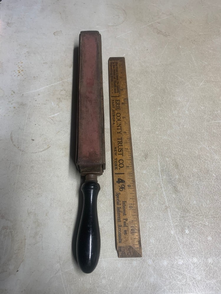 Vintage Straight Razor Sharpening Strap Wood Handle Leather.     4/3