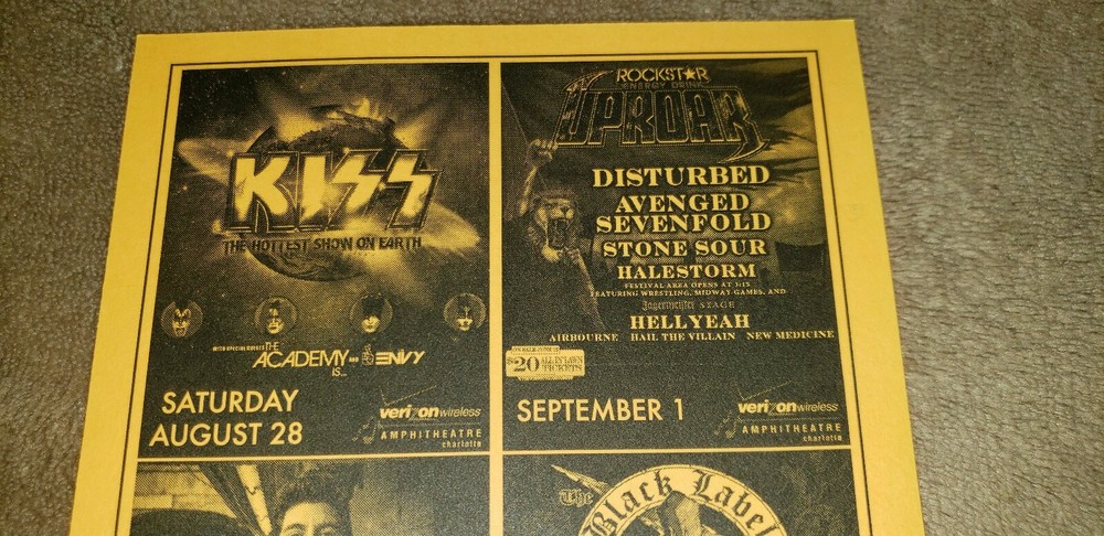 multi show orange hand flyer charlotte nc KISS/ DEFTONES/DISTURBED