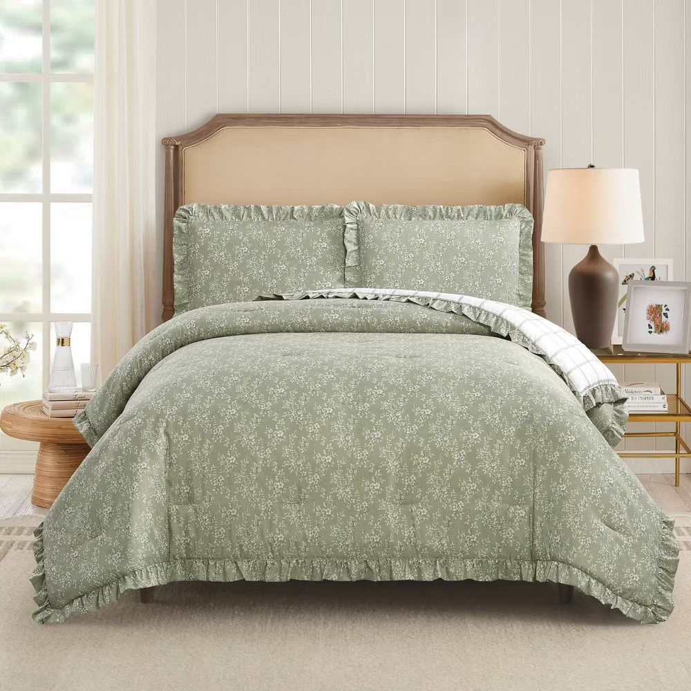 Modern Heirloom 3pc Full/Queen Floral Ruffle Comforter Bedding Set Assorted