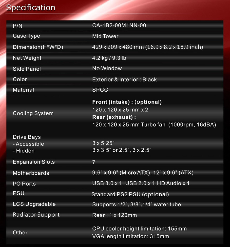 Versa H21 SPCC ATX Mid Tower Computer Chassis Ca-1B2-00M1Nn-00,Black