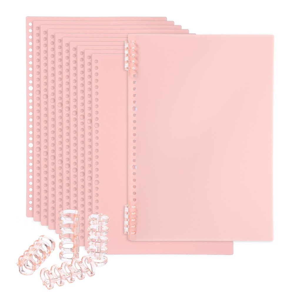 12 Pack A4 22 Mil Plastic Notebook Binder Covers with Binding Comb, Pink