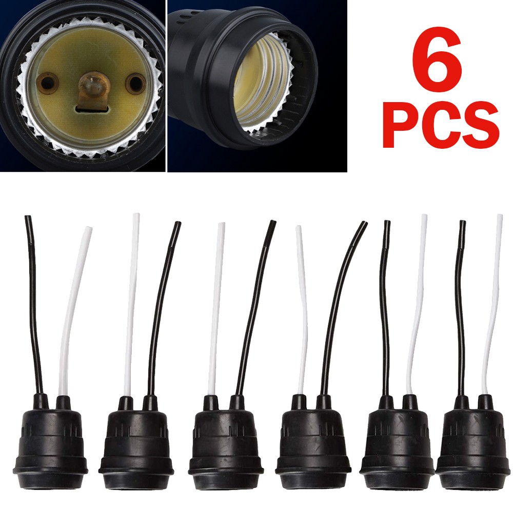 Waterproof Lamp Socket 6 Pack Black Pigtail Lamp Holder Socket E27 US