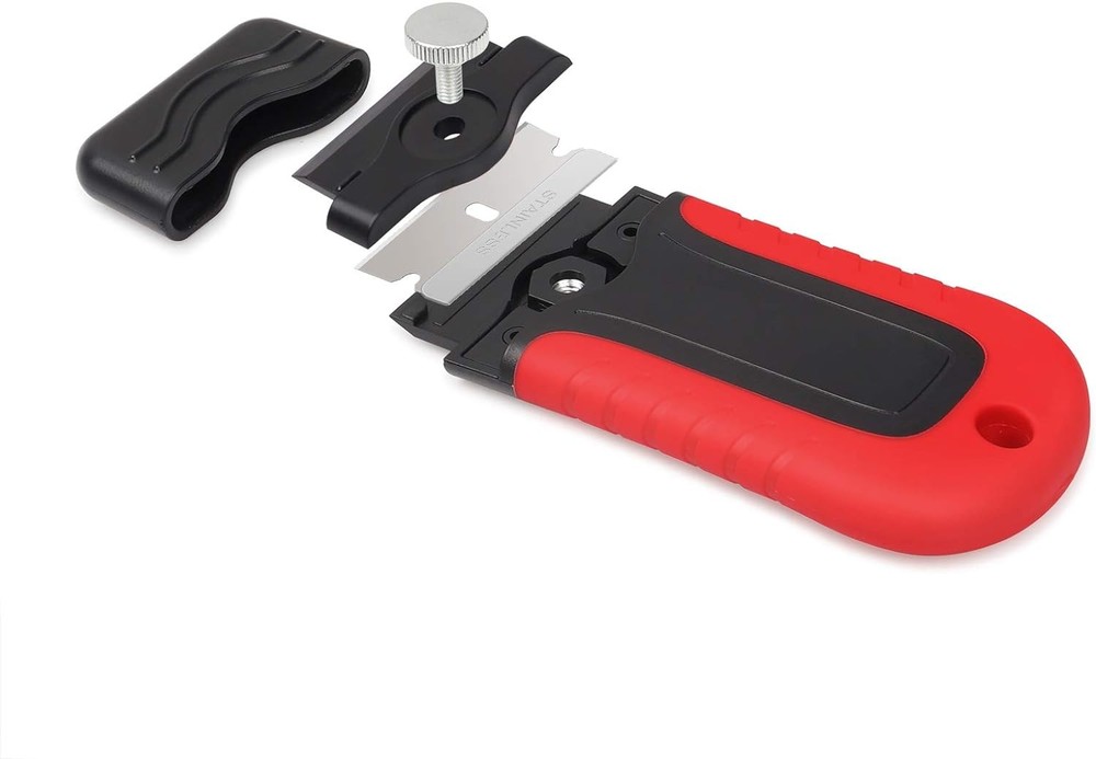 Gomake Razor Blade Scraper Tool with Storage Container, Black With Red