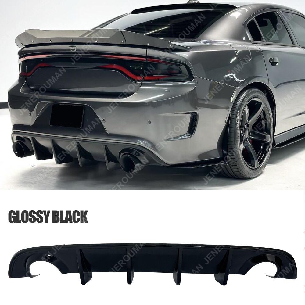 For 2015-2023 Dodge Charger SRT MDP Style Rear Diffuser Bumper Lip Glossy Black