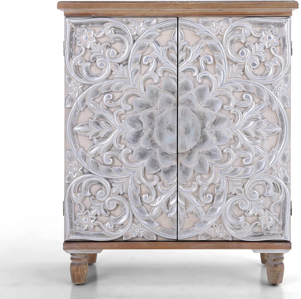 Accent Cabinet with 2 Doors Sideboard Buffet Storage Kitchen Distressed Cabinet
