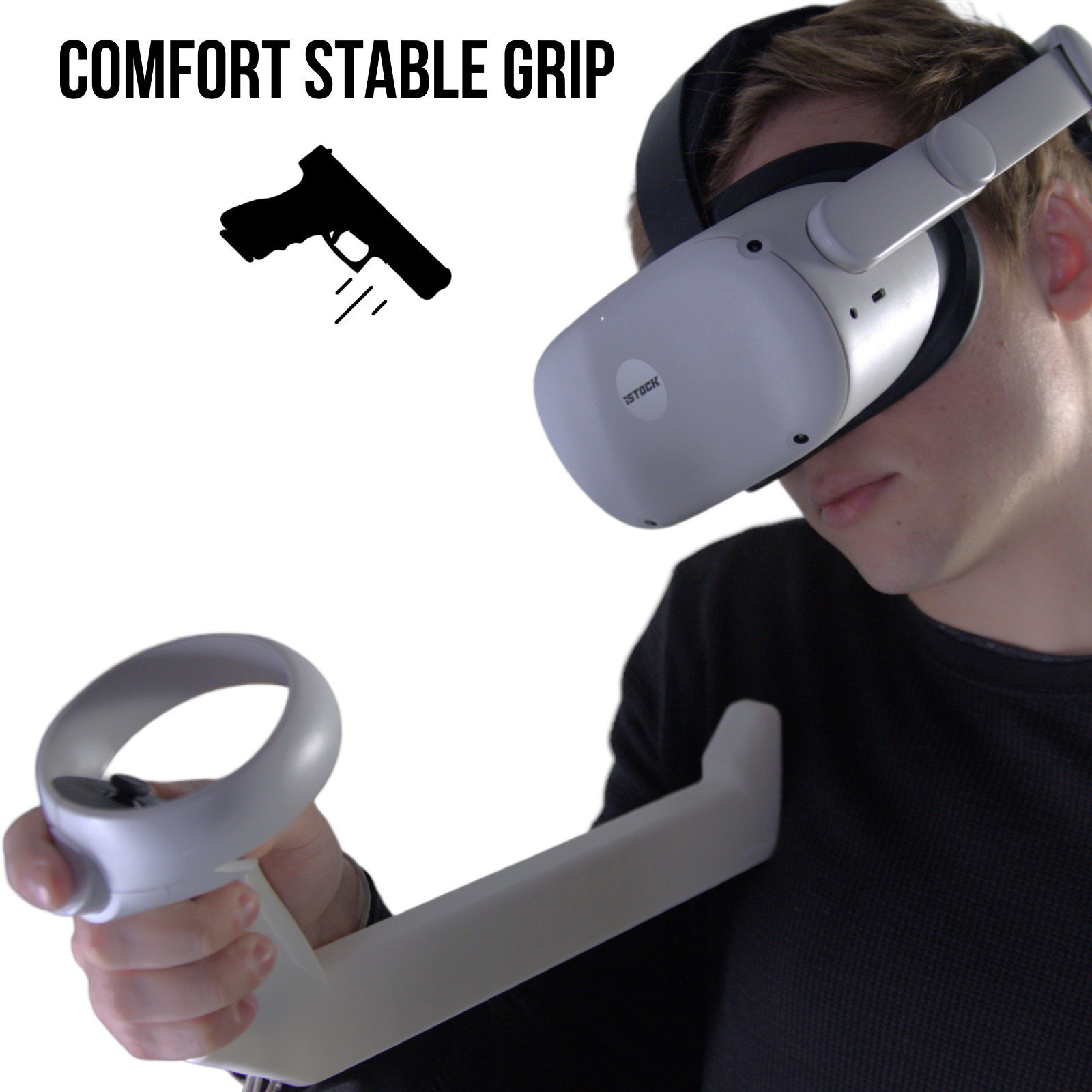 iSTOCK VR Gunstock Compatible with Meta Quest 2 & 3 & Pro & Hp Reverb G2