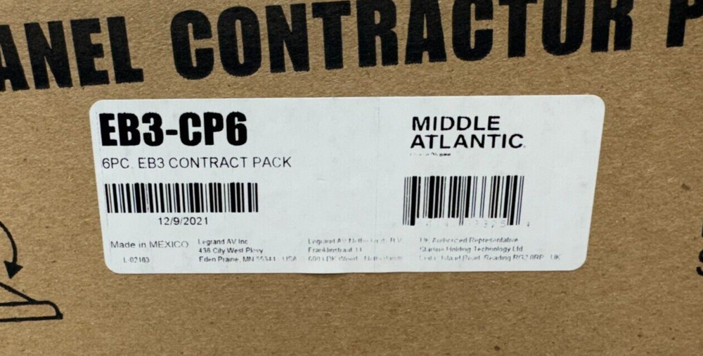 Middle Atlantic EB3-CP6 EB Series Flanged Blank Panel 6-Piece Contractor Pack