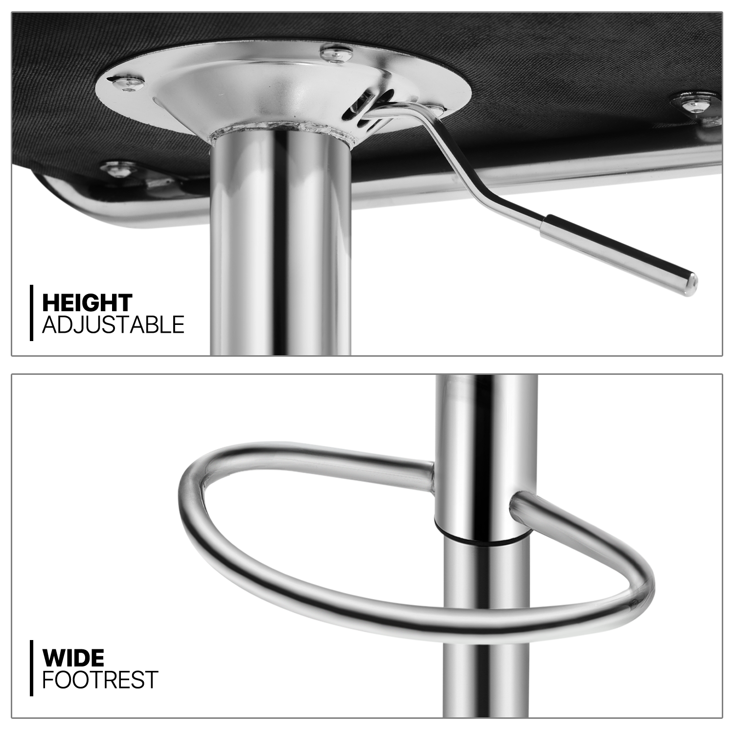 Set of 2 Bar Stools Swivel Adjustable Leather Seat Modern Counter Height Chairs