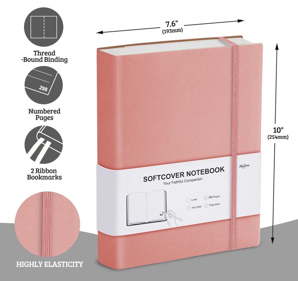 Gosirm Lined Notebook Journal Softcover, B5 Leather Notebook with Lined Paper...