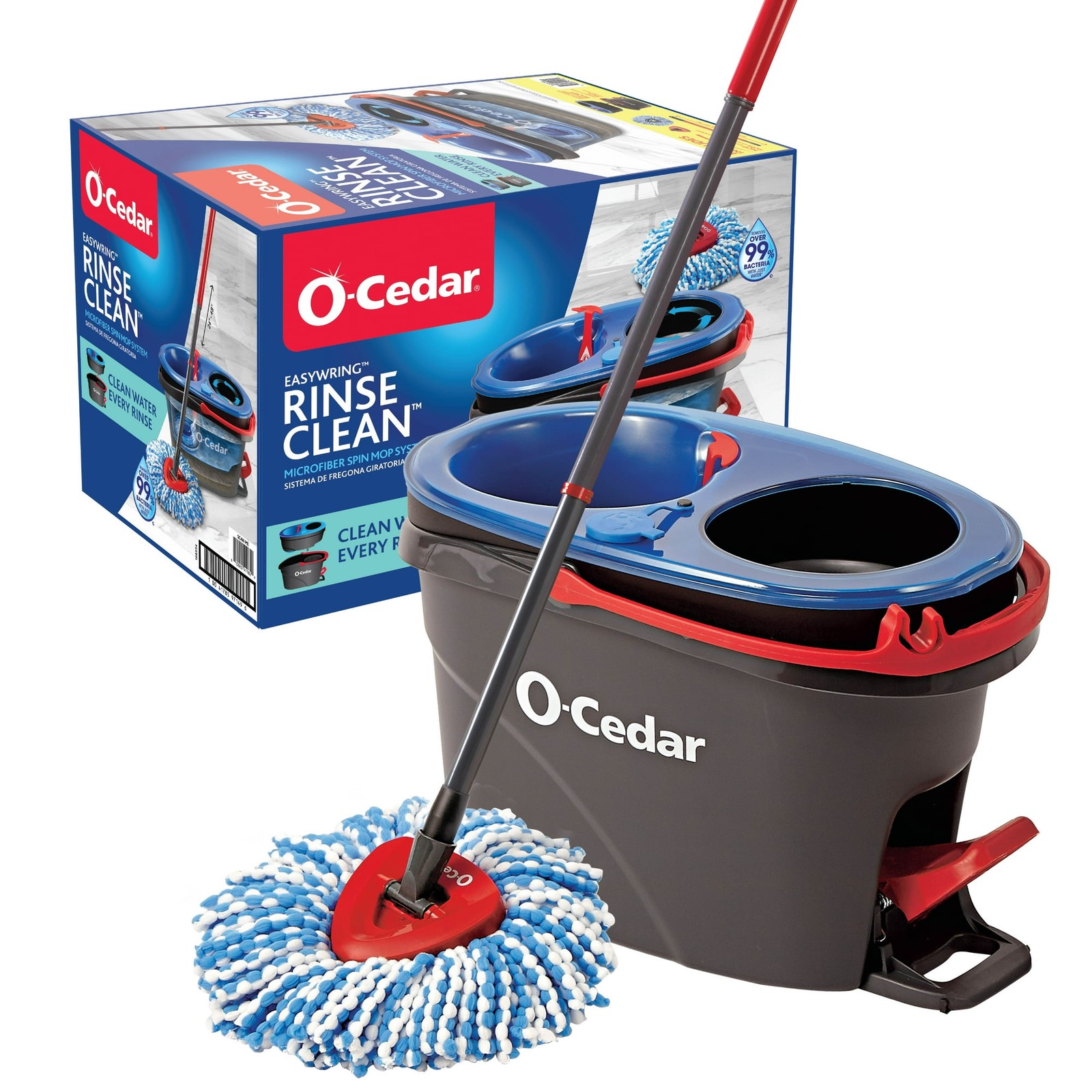 O-Cedar RinseClean Spin Mop & Bucket System Hands-Free Cleaning