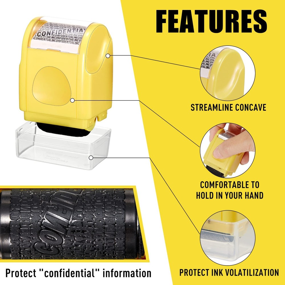4 Pack Identity Protection Roller Stamp Security Address Blocker with Refills