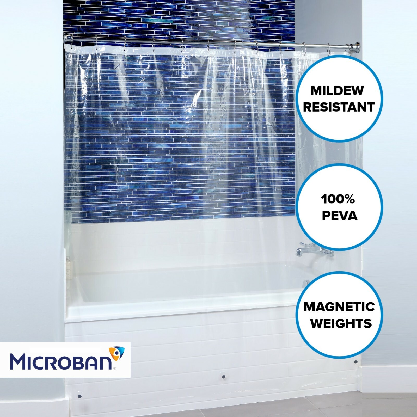 Clear Mildew Resistant Lightweight PEVA Shower Curtain Liner (70" x 72")