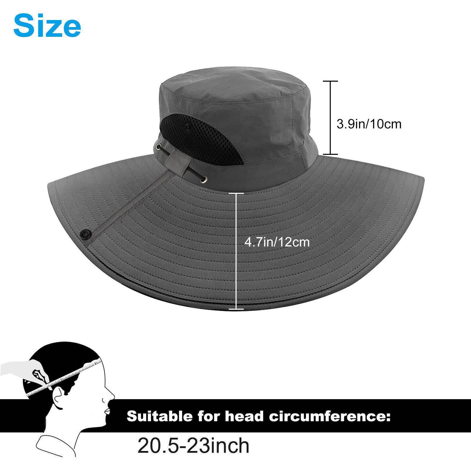Wide Brim Sun Hat with Neck Flap UV Protection Hiking Fishing Cap for Men Women