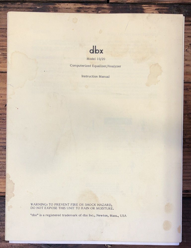 DBX Model 45585 Equalizer  Owner / User Manual *Original*