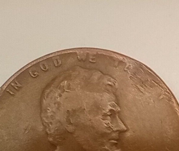 Lincoln Wheat Penny 1944 Error Weak 4-Cud Reverse-Pinched