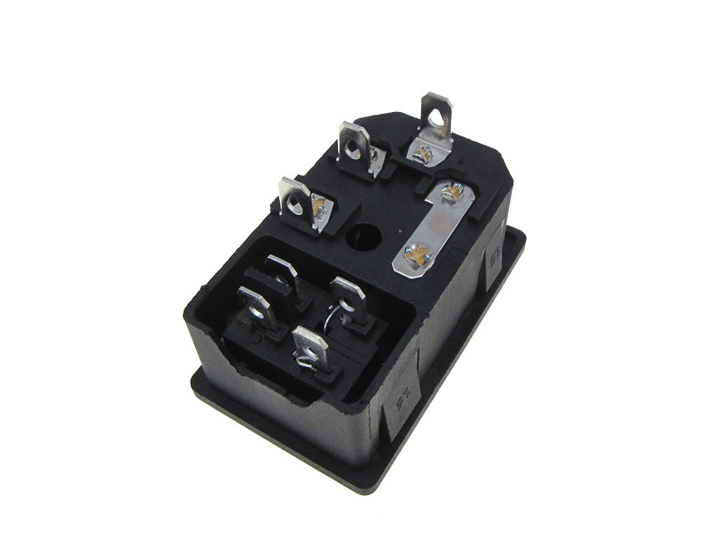 AC Power Socket w/ Switch and Fuse holder Panel mount - Green