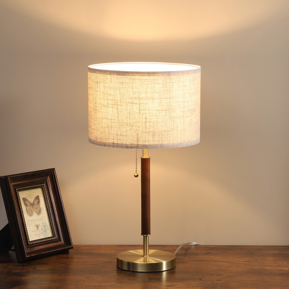 EDISHINE Modern Table Lamp Mid Century Nightstand Pull Chain Switch Bedside Lamp