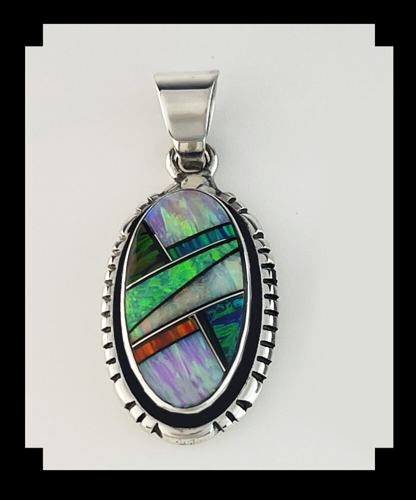 Sterling and Multi Color Opalite Pendant mt
