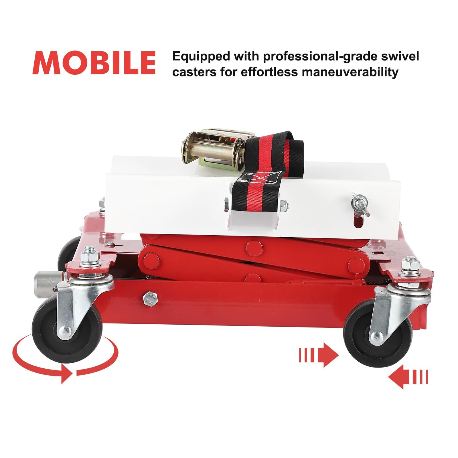 ✅450 Lbs Capacity Low Profile Transmission Jack W/Safety Straps 7-23" Lift Range