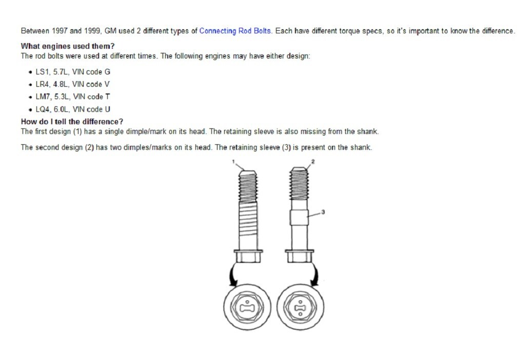 LS Crankshaft Bearings & Main Cap Bolts & Rod Bolts 12560273 12560272 12556127