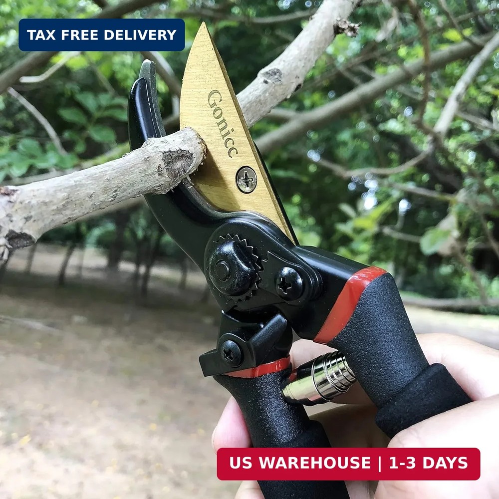 gonicc 8" Professional Premium Titanium Bypass Pruning Shears (GPPS-1003), Hand