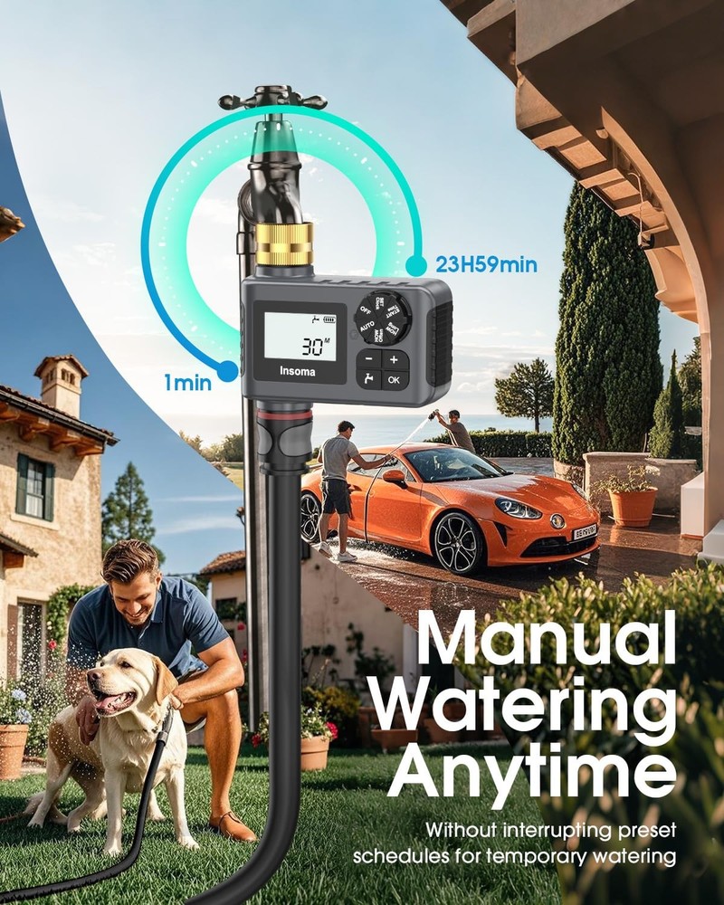 Garden Hose Water Timer with Rain Delay Automatic Drip Controller