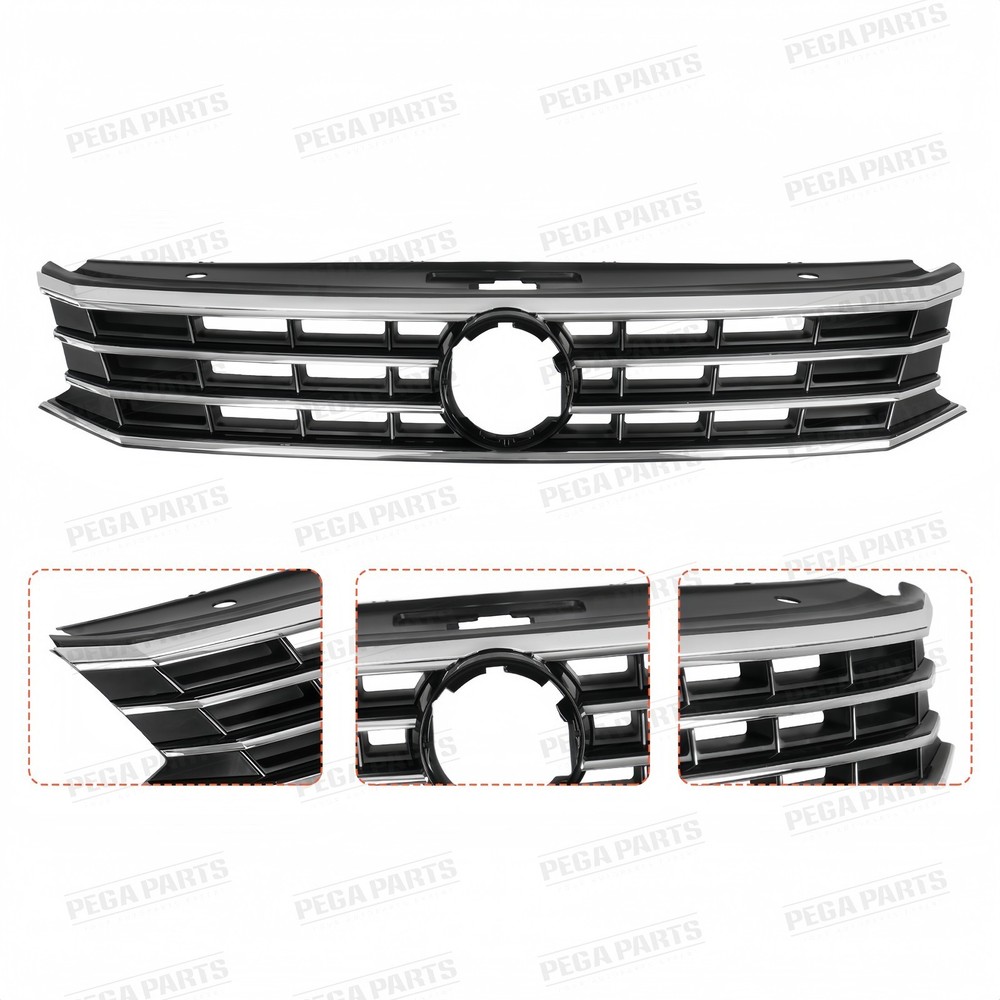 Front Bumper Upper Lower Grille Fog Light Bracket Set For VW Passat 2016-2019