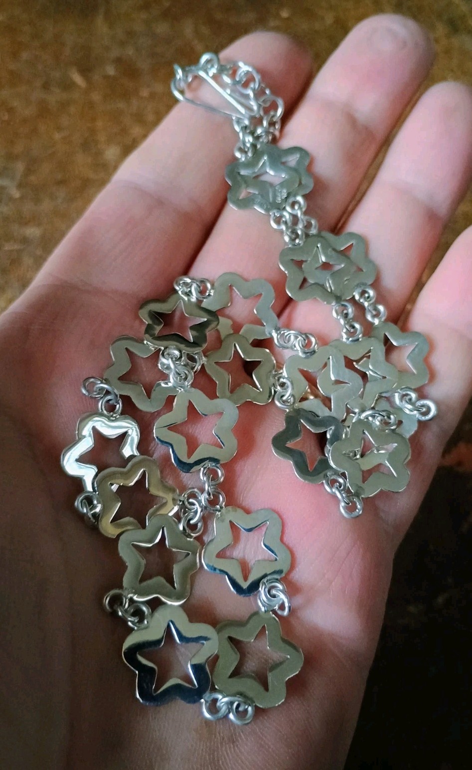 Taxco Mexico 21 Celestial Star Links Chain 21" Necklace 19g 925 Sterling Silver