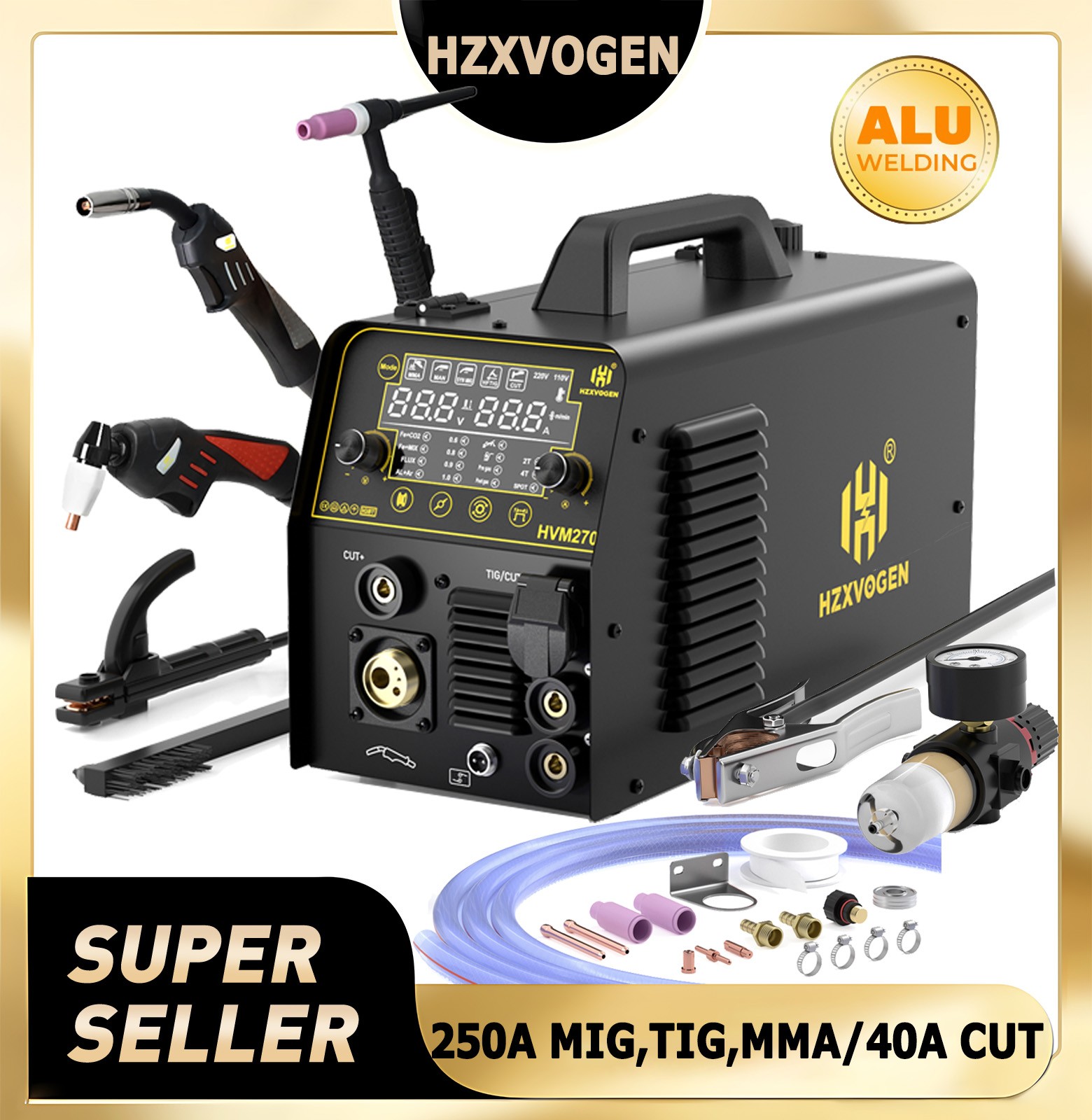 220V 250A Aluminum Welding Machine,6in1 Spot/MIG/TIG/MMA/Cut Multiprocess Welder