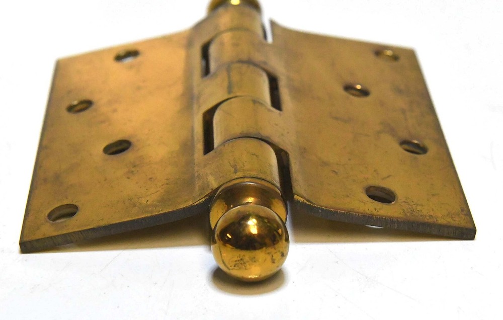 SINGLE LAWRENCE BRASS CANNONBALL TIP HINGES 4 1/2 X 4 1/2