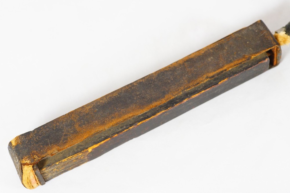 Antique Straight Razor Stop Wood Handle Block Leather Strap Knife Sharpening