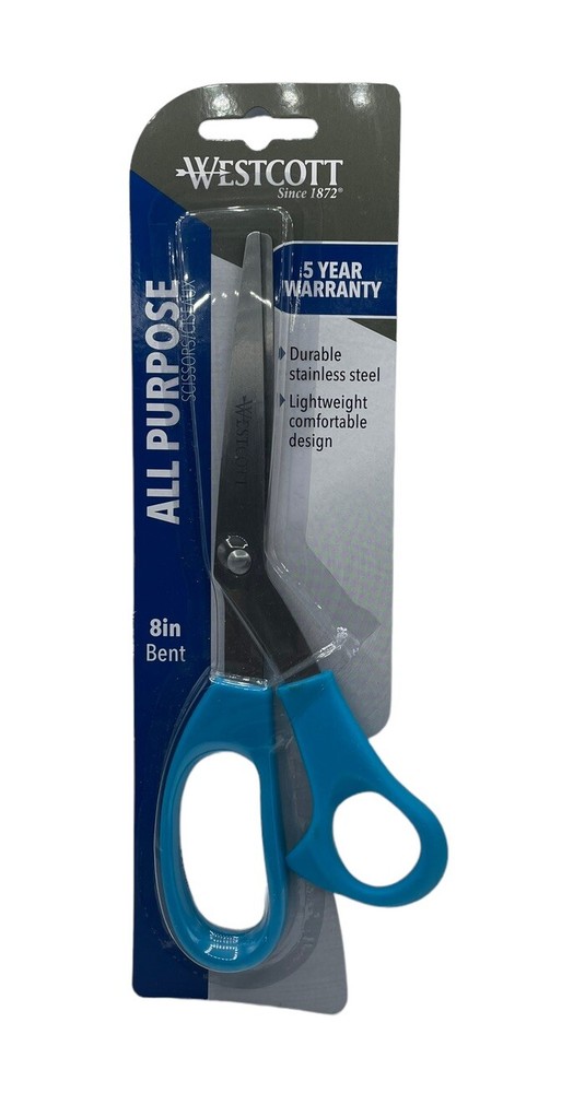 Westcott All Purpose Scissors 8" Bent Blue Handles