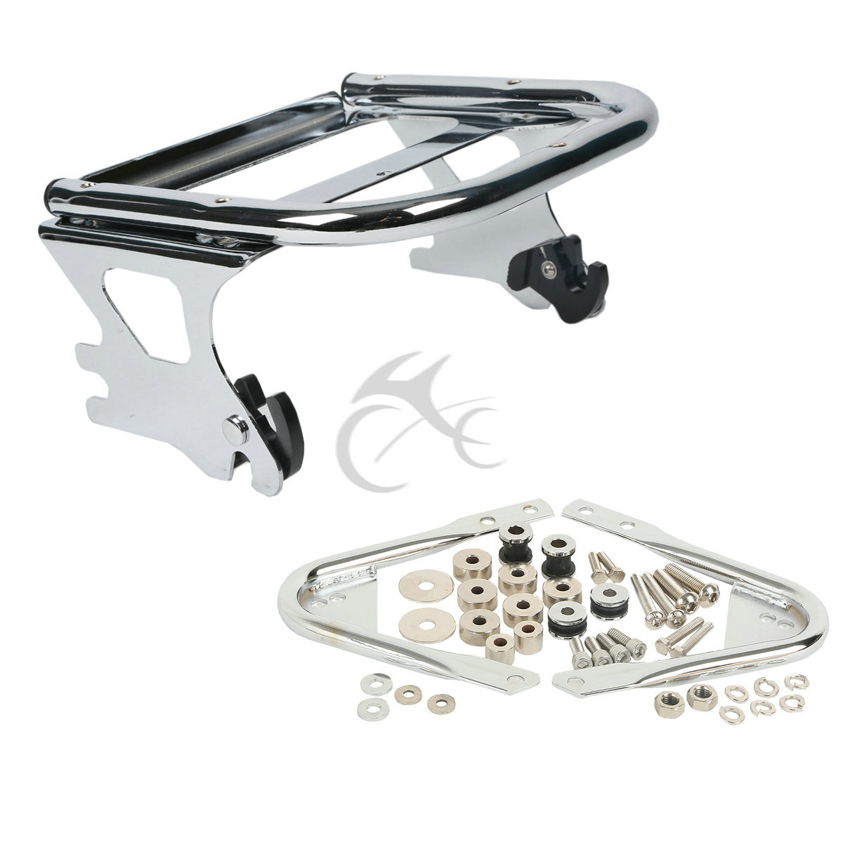 2-Up Pack Luggage Rack W/ Docking Hardware Kit For Harley Tour Pak Touring 97-08