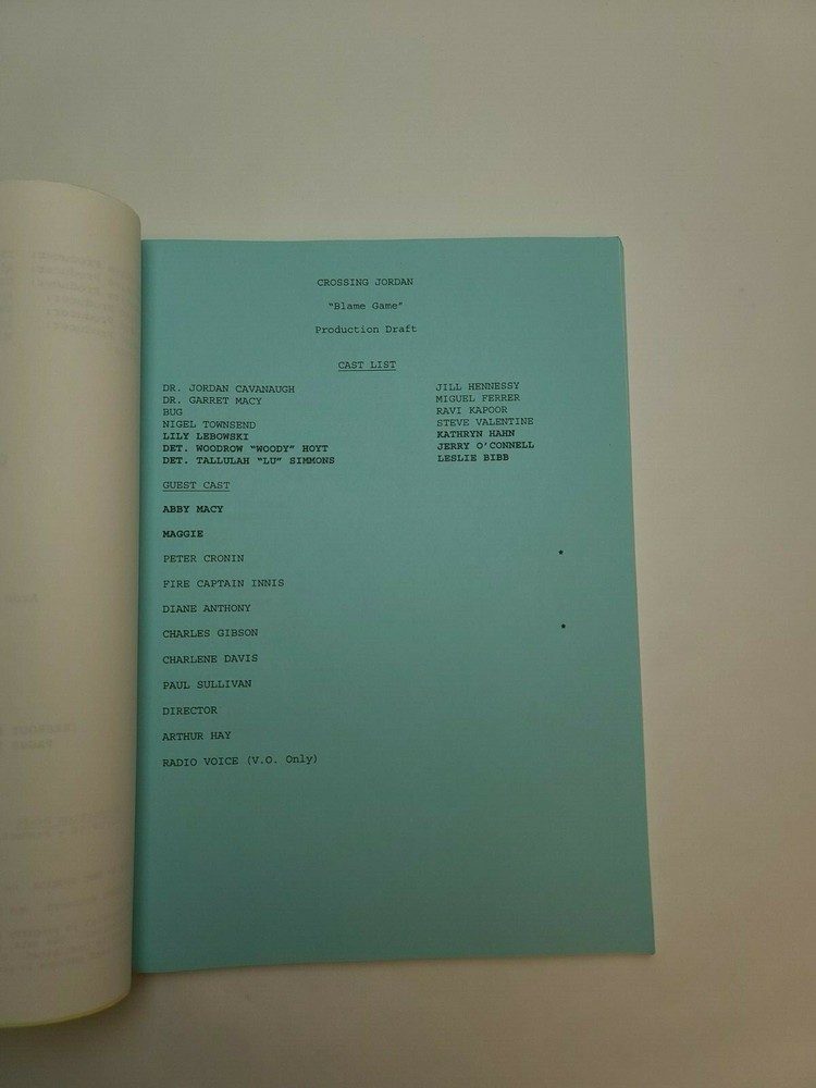 CROSSING JORDAN / Kathy McCormick 2006 TV Series Script, "Blame Game"