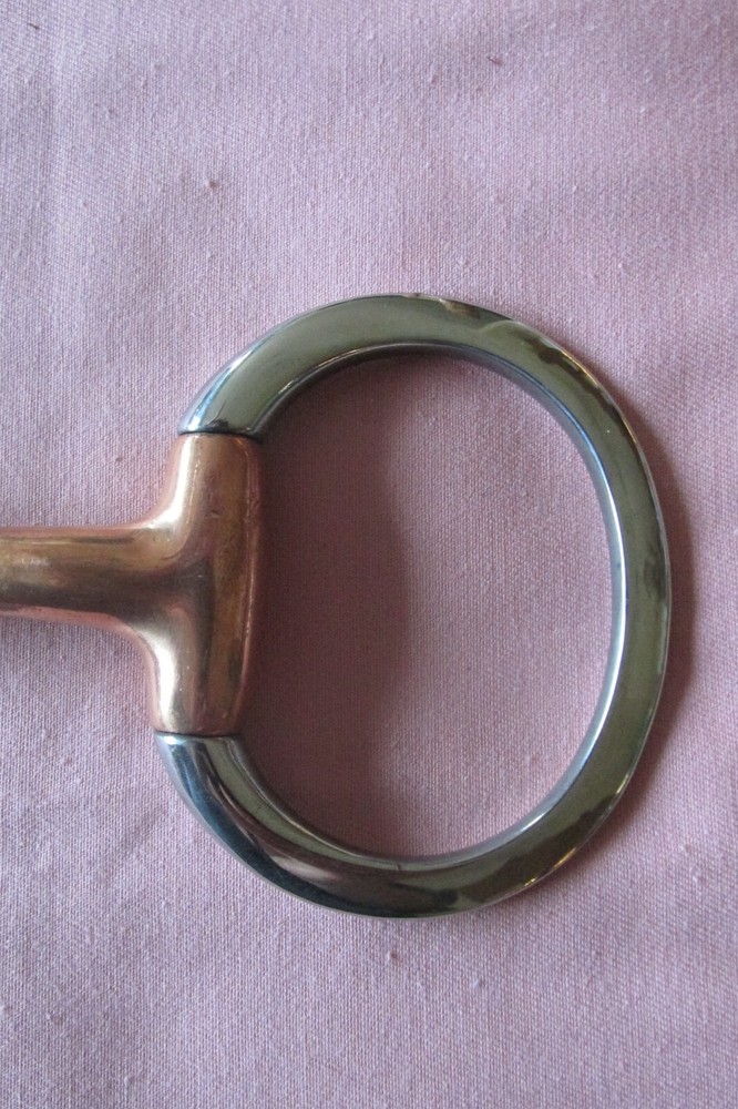 Eggbutt Snaffle Bit 4.75" Stainless cheeks copper snaffle mouth
