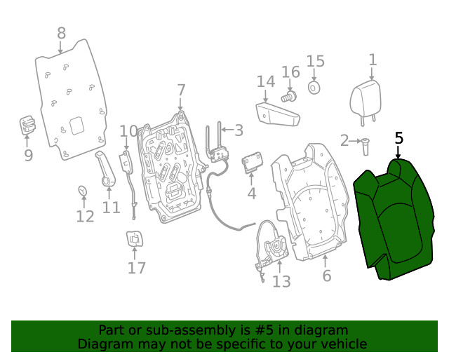 Genuine GM Seat Back Cover 22958289